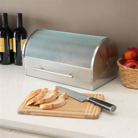 great bread boxes brushed steel two tier|best bread boxes for food.